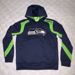 Youth NFL Seattle Seahawks Hoodie in Navy and Lime Green • Size Large (14/16)